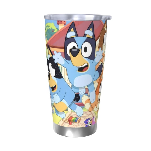 Silaia Bluey Print 20 Oz Tumbler, Car Travel Tumblers With Lid And Straw, Stainless Steel Cups, Travel Coffee Mug,Insulated Mug with Lid-Without Straw