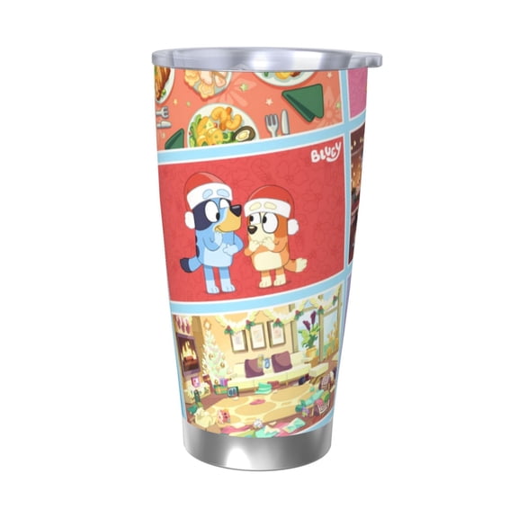 Silaia Bluey Print 20 Oz Tumbler, Car Travel Tumblers With Lid And Straw, Stainless Steel Cups, Travel Coffee Mug,Insulated Mug with Lid-Without Straw