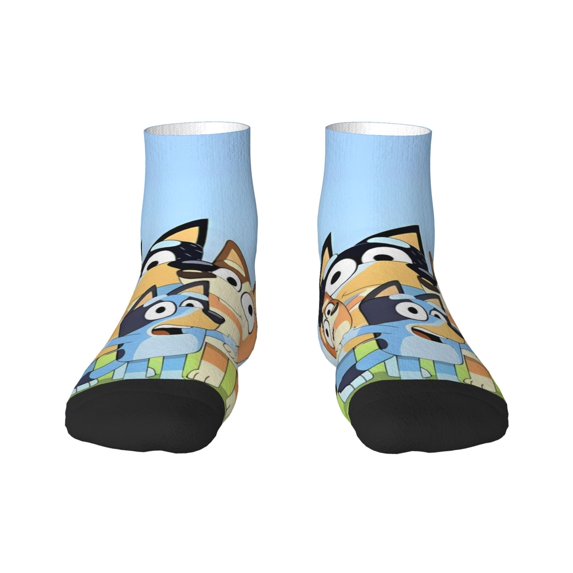 Silaia Bluey Print Adult Socks,Ankle Athletic Running Socks,Cushioned Breathable Low Cut Sports Tab Socks for Men and Women,Moisture-Wicking Crew Socks