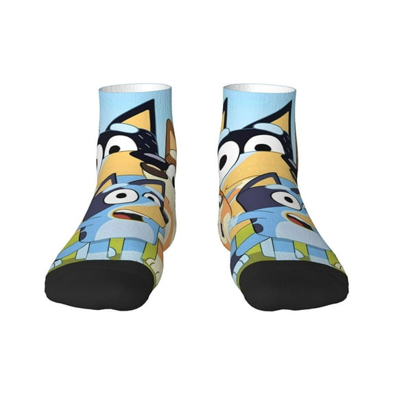 Silaia Bluey Print Adult Socks,Ankle Athletic Running Socks,Cushioned Breathable Low Cut Sports Tab Socks for Men and Women,Moisture-Wicking Crew Socks