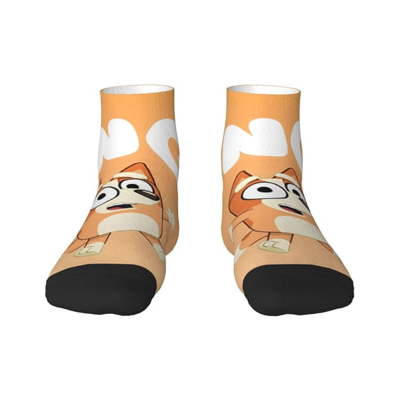 Silaia Bluey Print Adult Socks,Ankle Athletic Running Socks,Cushioned Breathable Low Cut Sports Tab Socks for Men and Women,Moisture-Wicking Crew Socks