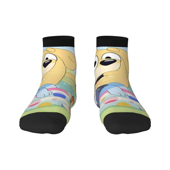 Silaia Bluey Print Adult Socks,Ankle Athletic Running Socks,Cushioned Breathable Low Cut Sports Tab Socks for Men and Women,Moisture-Wicking Crew Socks