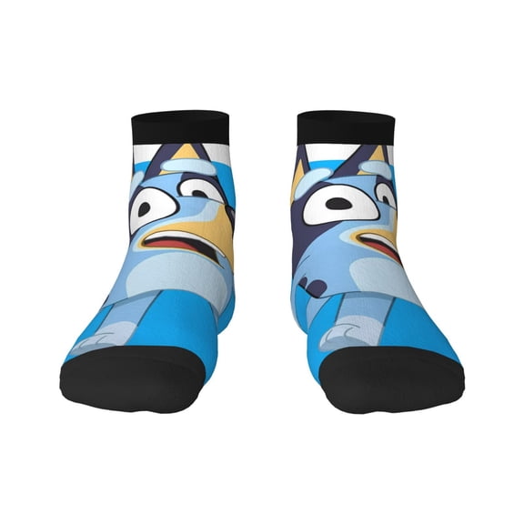 Silaia Bluey Print Adult Socks,Ankle Athletic Running Socks,Cushioned Breathable Low Cut Sports Tab Socks for Men and Women,Moisture-Wicking Crew Socks