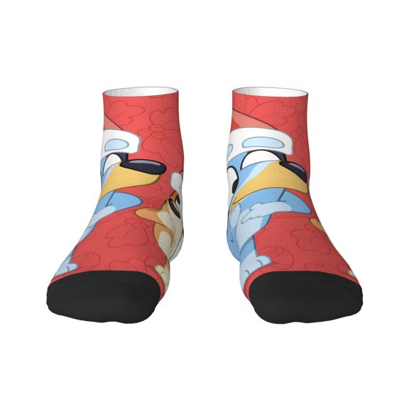 Silaia Bluey Print Adult Socks,Ankle Athletic Running Socks,Cushioned Breathable Low Cut Sports Tab Socks for Men and Women,Moisture-Wicking Crew Socks