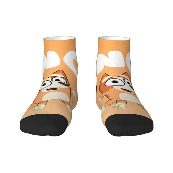 Silaia Bluey Print Adult Socks,Ankle Athletic Running Socks,Cushioned Breathable Low Cut Sports Tab Socks for Men and Women,Moisture-Wicking Crew Socks