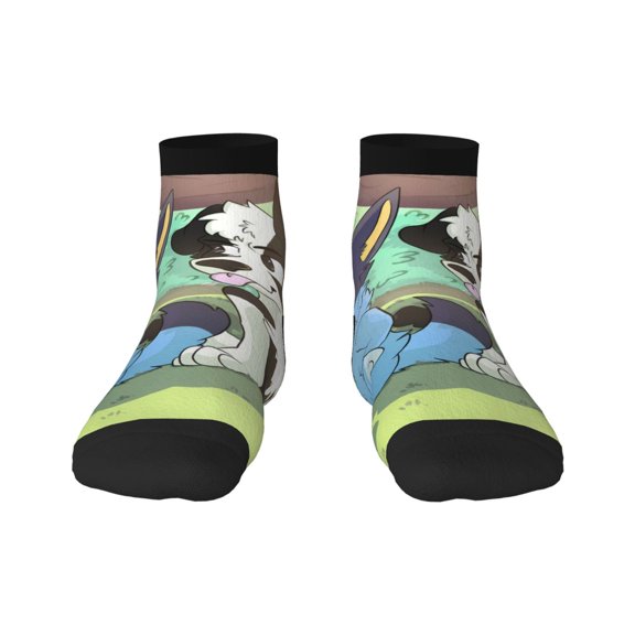 Silaia Bluey Print Adult Socks,Ankle Athletic Running Socks,Cushioned Breathable Low Cut Sports Tab Socks for Men and Women,Moisture-Wicking Crew Socks