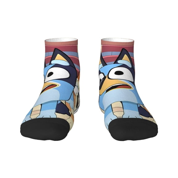 Silaia Bluey Print Adult Socks,Ankle Athletic Running Socks,Cushioned Breathable Low Cut Sports Tab Socks for Men and Women,Moisture-Wicking Crew Socks