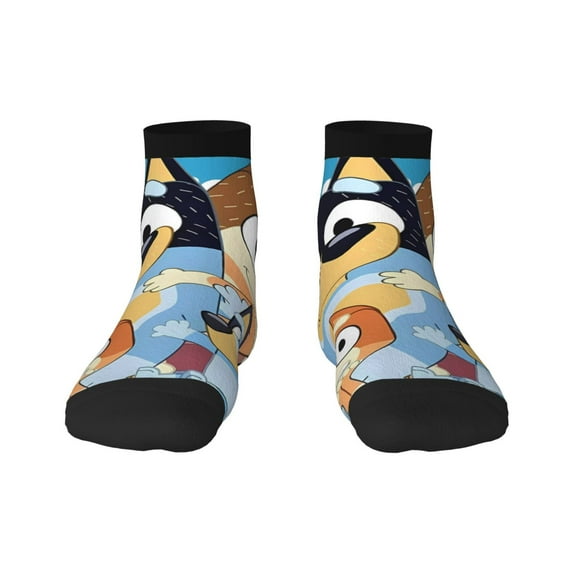 Silaia Bluey Print Adult Socks,Ankle Athletic Running Socks,Cushioned Breathable Low Cut Sports Tab Socks for Men and Women,Moisture-Wicking Crew Socks