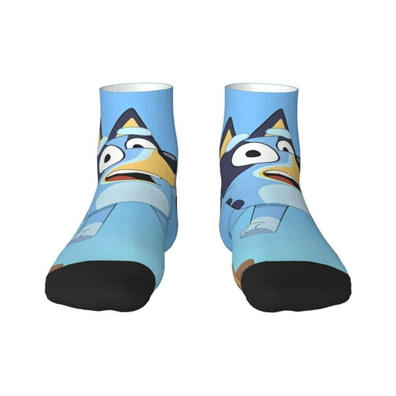 Silaia Bluey Print Adult Socks,Ankle Athletic Running Socks,Cushioned Breathable Low Cut Sports Tab Socks for Men and Women,Moisture-Wicking Crew Socks