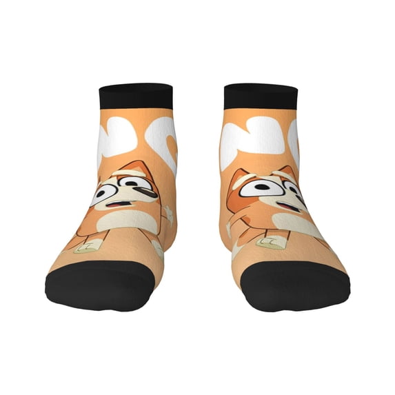 Silaia Bluey Print Adult Socks,Ankle Athletic Running Socks,Cushioned Breathable Low Cut Sports Tab Socks for Men and Women,Moisture-Wicking Crew Socks