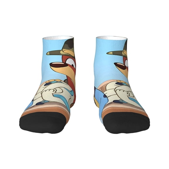 Silaia Bluey Print Adult Socks,Ankle Athletic Running Socks,Cushioned Breathable Low Cut Sports Tab Socks for Men and Women,Moisture-Wicking Crew Socks