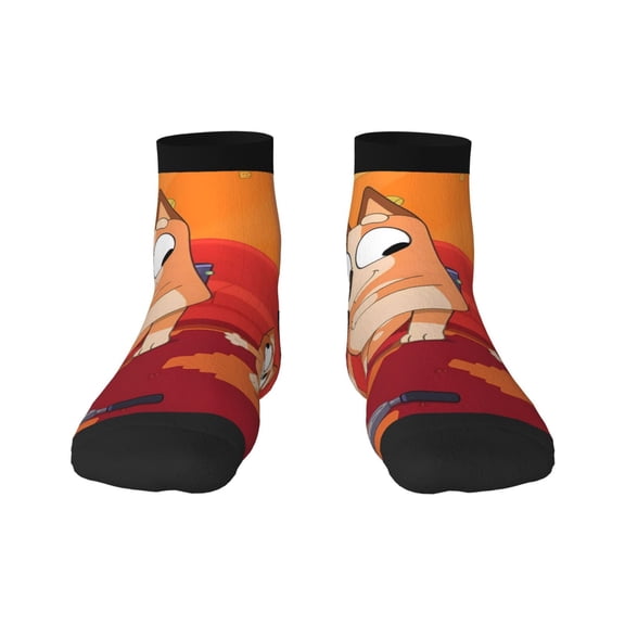 Silaia Bluey Print Adult Socks,Ankle Athletic Running Socks,Cushioned Breathable Low Cut Sports Tab Socks for Men and Women,Moisture-Wicking Crew Socks