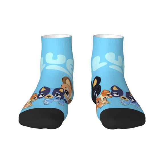 Silaia Bluey Print Adult Socks,Ankle Athletic Running Socks,Cushioned Breathable Low Cut Sports Tab Socks for Men and Women,Moisture-Wicking Crew Socks