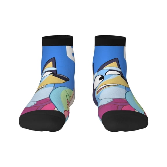 Silaia Bluey Print Adult Socks,Ankle Athletic Running Socks,Cushioned Breathable Low Cut Sports Tab Socks for Men and Women,Moisture-Wicking Crew Socks