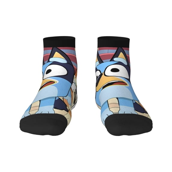Silaia Bluey Print Adult Socks,Ankle Athletic Running Socks,Cushioned Breathable Low Cut Sports Tab Socks for Men and Women,Moisture-Wicking Crew Socks