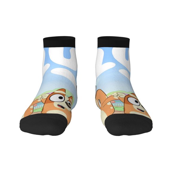 Silaia Bluey Print Adult Socks,Ankle Athletic Running Socks,Cushioned Breathable Low Cut Sports Tab Socks for Men and Women,Moisture-Wicking Crew Socks