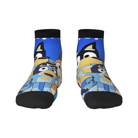 Silaia Bluey Print Adult Socks,Ankle Athletic Running Socks,Cushioned Breathable Low Cut Sports Tab Socks for Men and Women,Moisture-Wicking Crew Socks