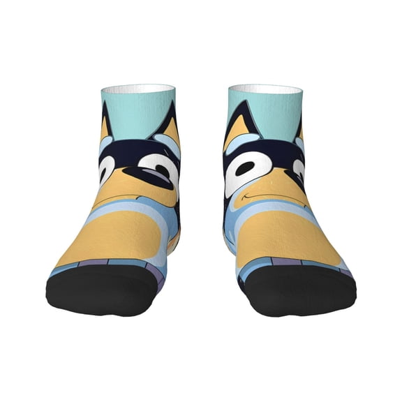 Silaia Bluey Print Adult Socks,Ankle Athletic Running Socks,Cushioned Breathable Low Cut Sports Tab Socks for Men and Women,Moisture-Wicking Crew Socks