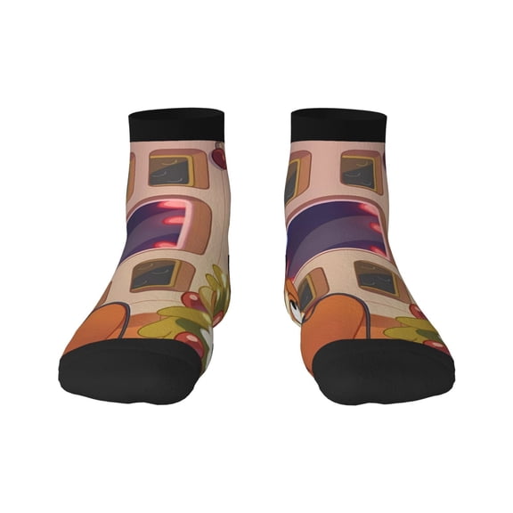 Silaia Bluey Print Adult Socks,Ankle Athletic Running Socks,Cushioned Breathable Low Cut Sports Tab Socks for Men and Women,Moisture-Wicking Crew Socks