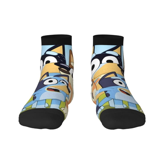 Silaia Bluey Print Adult Socks,Ankle Athletic Running Socks,Cushioned Breathable Low Cut Sports Tab Socks for Men and Women,Moisture-Wicking Crew Socks