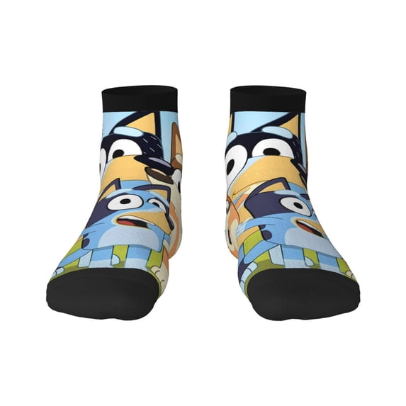 Silaia Bluey Print Adult Socks,Ankle Athletic Running Socks,Cushioned Breathable Low Cut Sports Tab Socks for Men and Women,Moisture-Wicking Crew Socks