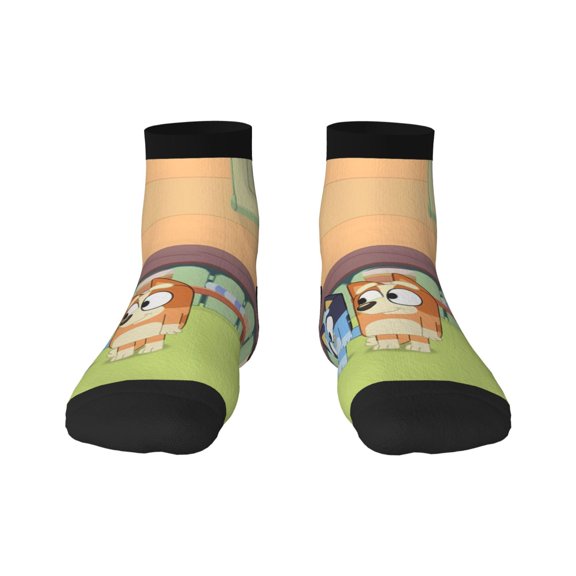 Silaia Bluey Print Adult Socks,Ankle Athletic Running Socks,Cushioned Breathable Low Cut Sports Tab Socks for Men and Women,Moisture-Wicking Crew Socks