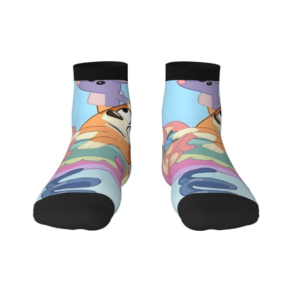 Silaia Bluey Print Adult Socks,Ankle Athletic Running Socks,Cushioned Breathable Low Cut Sports Tab Socks for Men and Women,Moisture-Wicking Crew Socks