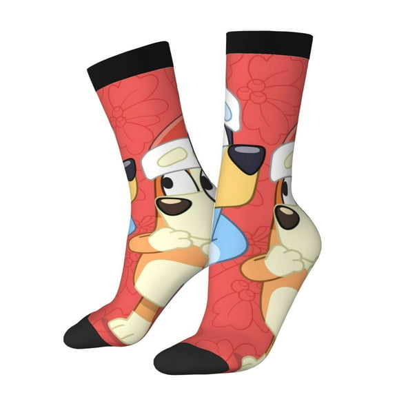 Silaia Bluey Print Adult Socks, Athletic Socks, Mens and Womens Crew Cushion Socks,Work Athletic Running Socks,Casual Breathable Socks