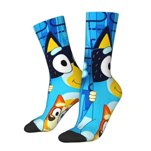 Silaia Bluey Print Adult Socks, Athletic Socks, Mens and Womens Crew Cushion Socks,Work Athletic Running Socks,Casual Breathable Socks