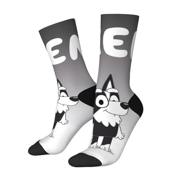 Silaia Bluey Print Adult Socks, Athletic Socks, Mens and Womens Crew Cushion Socks,Work Athletic Running Socks,Casual Breathable Socks