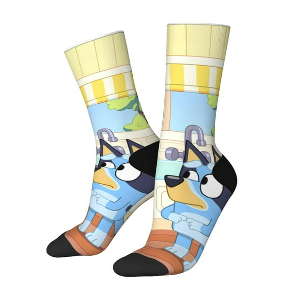 Silaia Bluey Print Adult Socks, Athletic Socks, Mens and Womens Crew Cushion Socks,Work Athletic Running Socks,Casual Breathable Socks