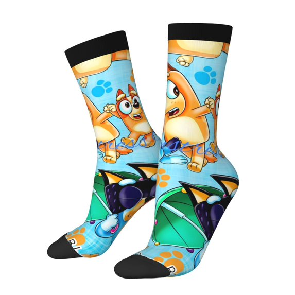 Silaia Bluey Print Adult Socks, Athletic Socks, Mens and Womens Crew Cushion Socks,Work Athletic Running Socks,Casual Breathable Socks