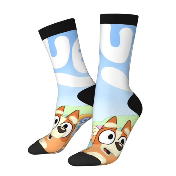 Silaia Bluey Print Adult Socks, Athletic Socks, Mens and Womens Crew Cushion Socks,Work Athletic Running Socks,Casual Breathable Socks