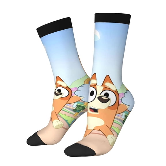 Silaia Bluey Print Adult Socks, Athletic Socks, Mens and Womens Crew Cushion Socks,Work Athletic Running Socks,Casual Breathable Socks