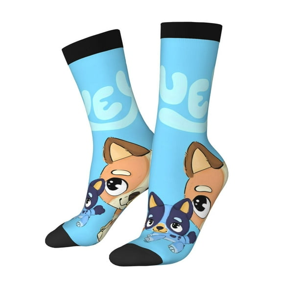 Silaia Bluey Print Adult Socks, Athletic Socks, Mens and Womens Crew Cushion Socks,Work Athletic Running Socks,Casual Breathable Socks