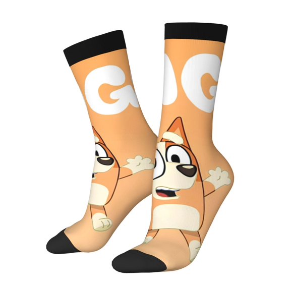 Silaia Bluey Print Adult Socks, Athletic Socks, Mens and Womens Crew Cushion Socks,Work Athletic Running Socks,Casual Breathable Socks