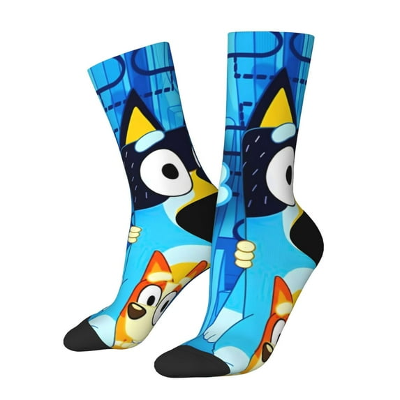 Silaia Bluey Print Adult Socks, Athletic Socks, Mens and Womens Crew Cushion Socks,Work Athletic Running Socks,Casual Breathable Socks