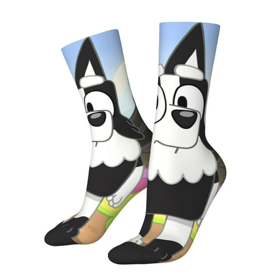 Silaia Bluey Print Adult Socks, Athletic Socks, Mens and Womens Crew Cushion Socks,Work Athletic Running Socks,Casual Breathable Socks