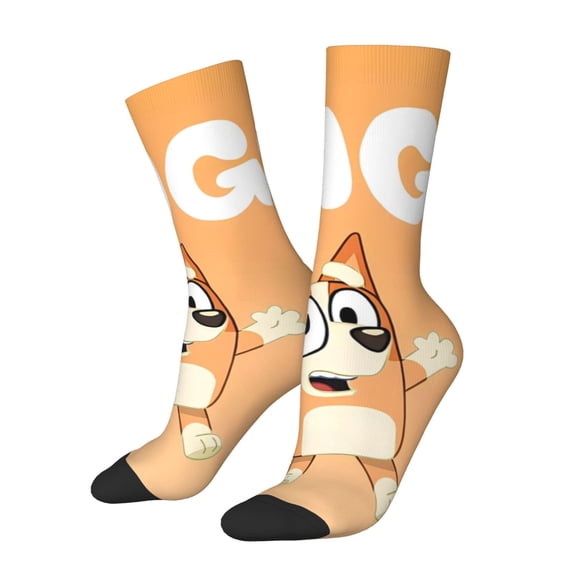 Silaia Bluey Print Adult Socks, Athletic Socks, Mens and Womens Crew Cushion Socks,Work Athletic Running Socks,Casual Breathable Socks