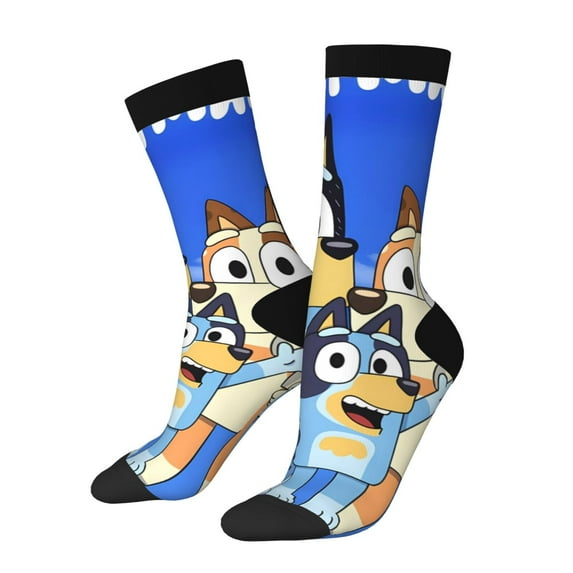 Silaia Bluey Print Adult Socks, Athletic Socks, Mens and Womens Crew Cushion Socks,Work Athletic Running Socks,Casual Breathable Socks