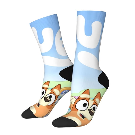 Silaia Bluey Print Adult Socks, Athletic Socks, Mens and Womens Crew Cushion Socks,Work Athletic Running Socks,Casual Breathable Socks