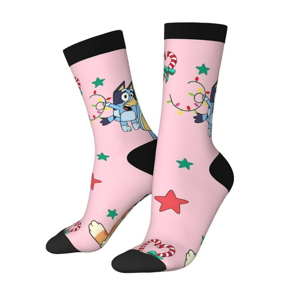 Silaia Bluey Print Adult Socks, Athletic Socks, Mens and Womens Crew Cushion Socks,Work Athletic Running Socks,Casual Breathable Socks