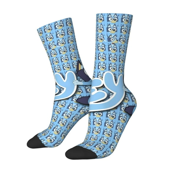 Silaia Bluey Print Adult Socks, Athletic Socks, Mens and Womens Crew Cushion Socks,Work Athletic Running Socks,Casual Breathable Socks