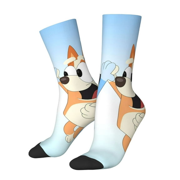 Silaia Bluey Print Adult Socks, Athletic Socks, Mens and Womens Crew Cushion Socks,Work Athletic Running Socks,Casual Breathable Socks