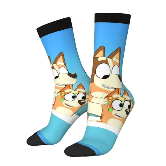 Silaia Bluey Print Adult Socks, Athletic Socks, Mens and Womens Crew Cushion Socks,Work Athletic Running Socks,Casual Breathable Socks