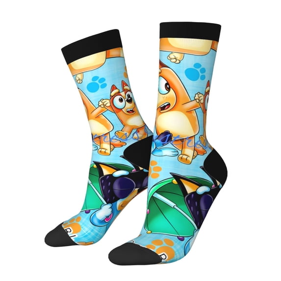 Silaia Bluey Print Adult Socks, Athletic Socks, Mens and Womens Crew Cushion Socks,Work Athletic Running Socks,Casual Breathable Socks