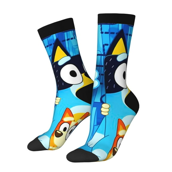 Silaia Bluey Print Adult Socks, Athletic Socks, Mens and Womens Crew Cushion Socks,Work Athletic Running Socks,Casual Breathable Socks