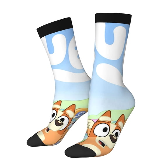 Silaia Bluey Print Adult Socks, Athletic Socks, Mens and Womens Crew Cushion Socks,Work Athletic Running Socks,Casual Breathable Socks
