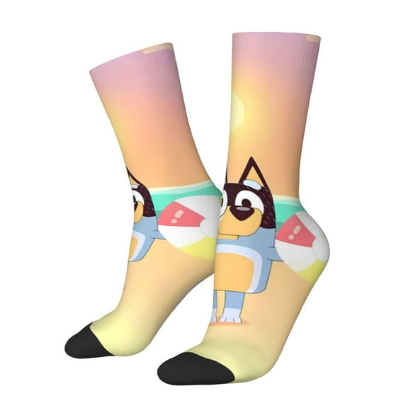 Silaia Bluey Print Adult Socks, Athletic Socks, Mens and Womens Crew Cushion Socks,Work Athletic Running Socks,Casual Breathable Socks