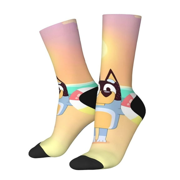 Silaia Bluey Print Adult Socks, Athletic Socks, Mens and Womens Crew Cushion Socks,Work Athletic Running Socks,Casual Breathable Socks